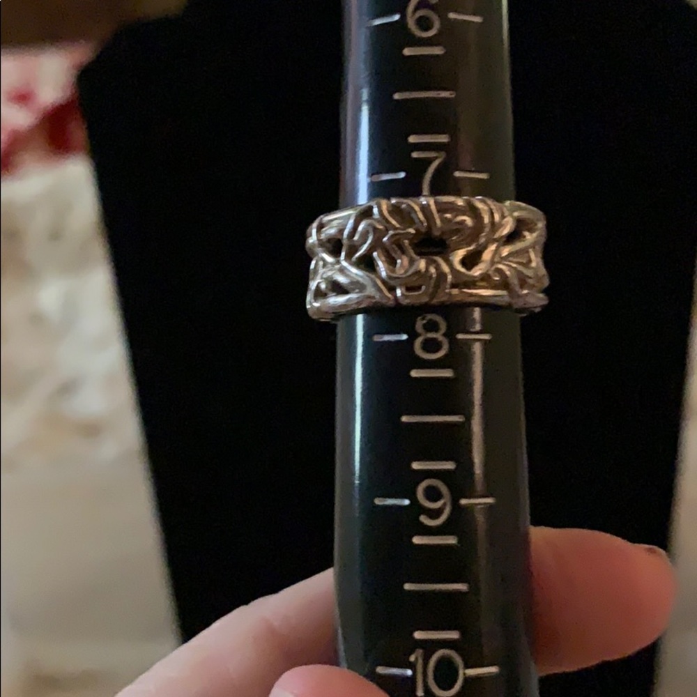 Sterling silver lattice type ring heavy & unique.